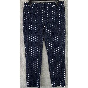 GAP Women's 06 R Flat Front Mid Rise Stretch Slim Crop Pants Navy Polka‎ Dots